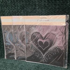 3 Pack Crafter’s Square Heart Iron On Rhinestone Transfer Patch DIY Shirt Decor